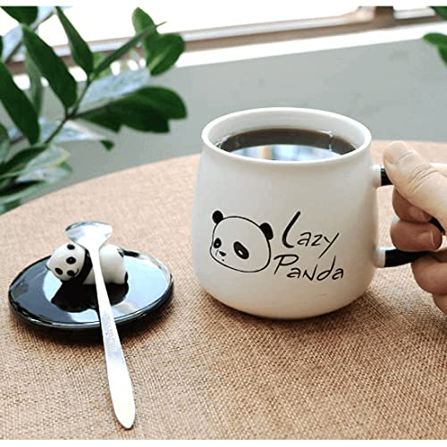 Image of BonZeal 3D Panda Ceramic Coffee Mug with Lid - Cute Panda Design Tea & Coffee Cup for Kids, 300 ml Reusable Drinkware for Home, Office & Desk, Gift for Panda Lovers