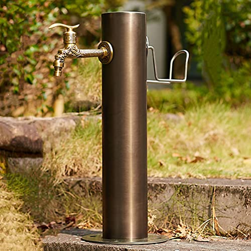 Grifo de columna independiente for exteriores de acero inoxidable 304 for jardín hidrante vertical for riego de jardines(Brown-3,20.5x50CM)