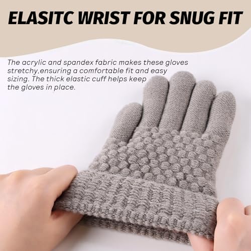 Image of JANGANNSA Cold Weather Kids Gloves Warm Knitted Children Magic Glove With Fleece Lining Winter Gloves For Boys Girls