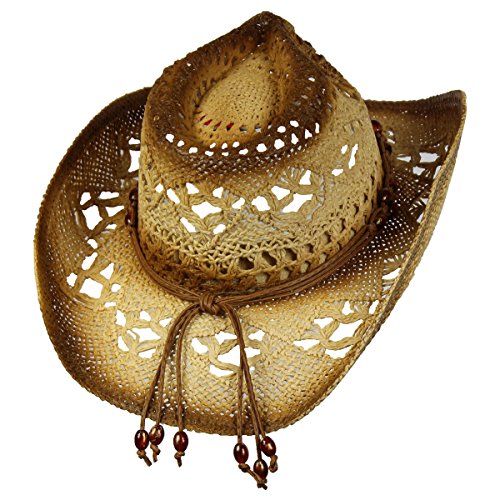 Saddleback Hats Shapeable Toyo Straw Cowboy Hat W/Beaded Trim Band, Western Cowgirl, Natural, One Size #TOP3