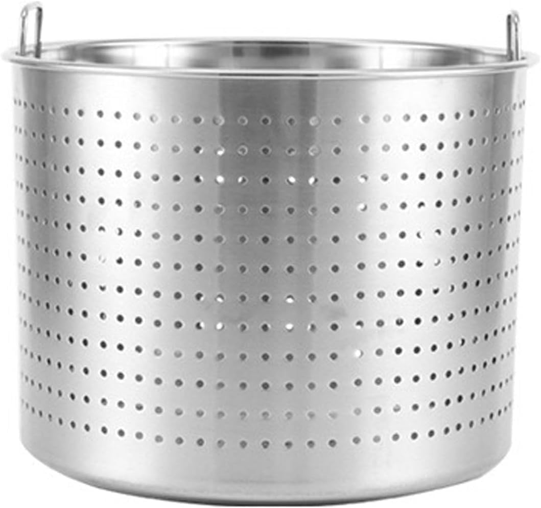 Stainless Steel Cooking Basket Seafood Bucket Strainer Basket Multi Futiol Frying Basket with Hdle for Seafood Pot, 38cm*28cm