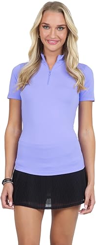 IBKUL Athleisure Wear Sun Protective UPF 50+ Icefil Cooling Short Sleeve Mock Neck Top - 87000