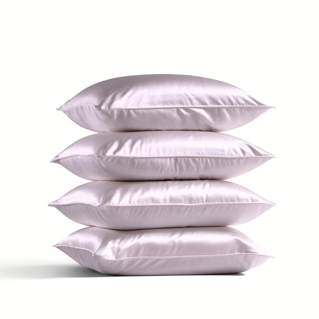 4X Seide Kissenbezug Lavender Mist - 22mm Satin - 40x80cm / Hotelverschluss