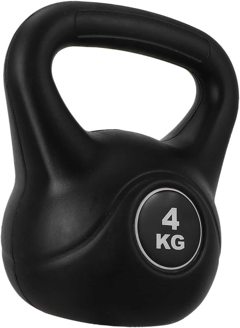 Plastic Kettlebell 4kg Black Fitness Pot Bell Fixed Weight for Arm Muscle Training Household Kettle Bell Exercise Equipment