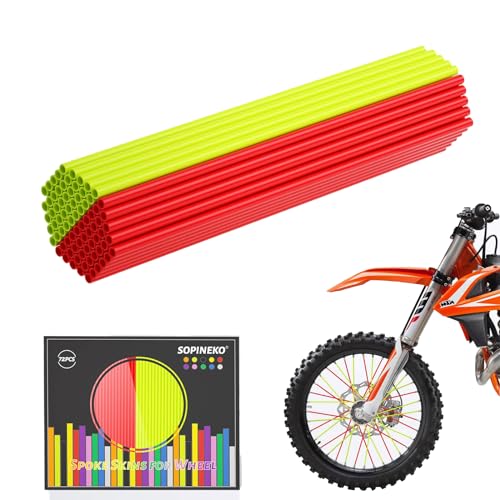 Image of 72Pcs Spoke Skins Covers Spoke Wraps Wheel Decoration for Motorcycle Bicycle Dirt Bike Wheelchair(Red & Fluorescent Green)