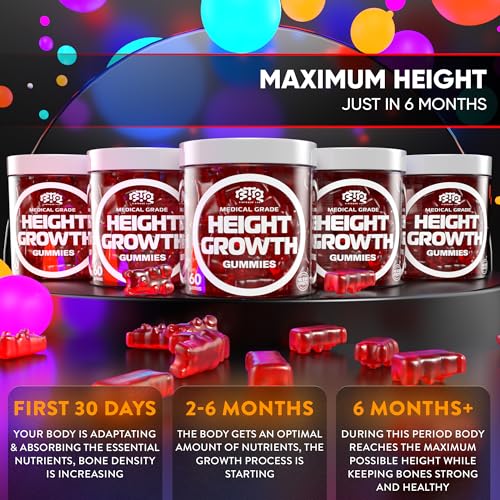 Image of BIOTEQUELAB Height Growth Increase Gummies Vitamins, Grow Tall Supplement, Calcium, Magnesium, Zinc, Ashwagandha, Glucosamine Multivitamin for Teens, Kids, Adults