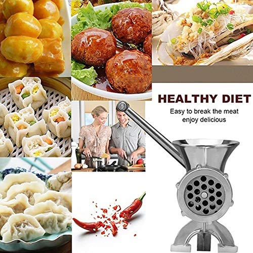 YIYU Manual Meat Grinder Hand Operated Aluminum Alloy Food Processor Multifunction Meat Grain Grinder Sausages Maker Wheat Grinder Kitchen Tools with Tabletop Clamp (L, Silver) - Thumbnail 7