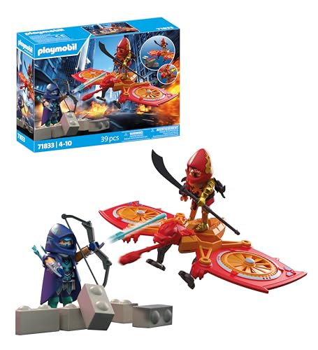 PLAYMOBIL Hero Drone vs Evil Ninja Conjuntos de Figuras de Juguete, Dron de héroes contra Ninja Malvado