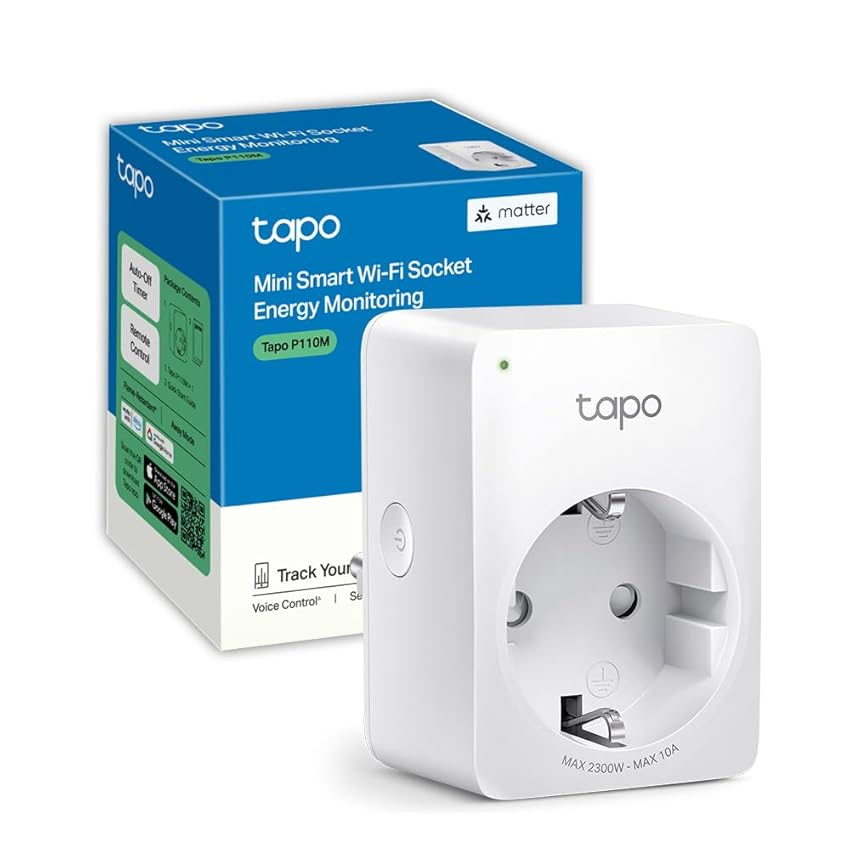 Immagine del prodotto Tapo P110M Matter Presa Smart, Presa Intelligente con Monitoraggio Energia, WiFi Intelligente Smart Plug, Compatibile con Alexa e Google Home, Controllo Vocale e Remoto,Tempo di Preselezione