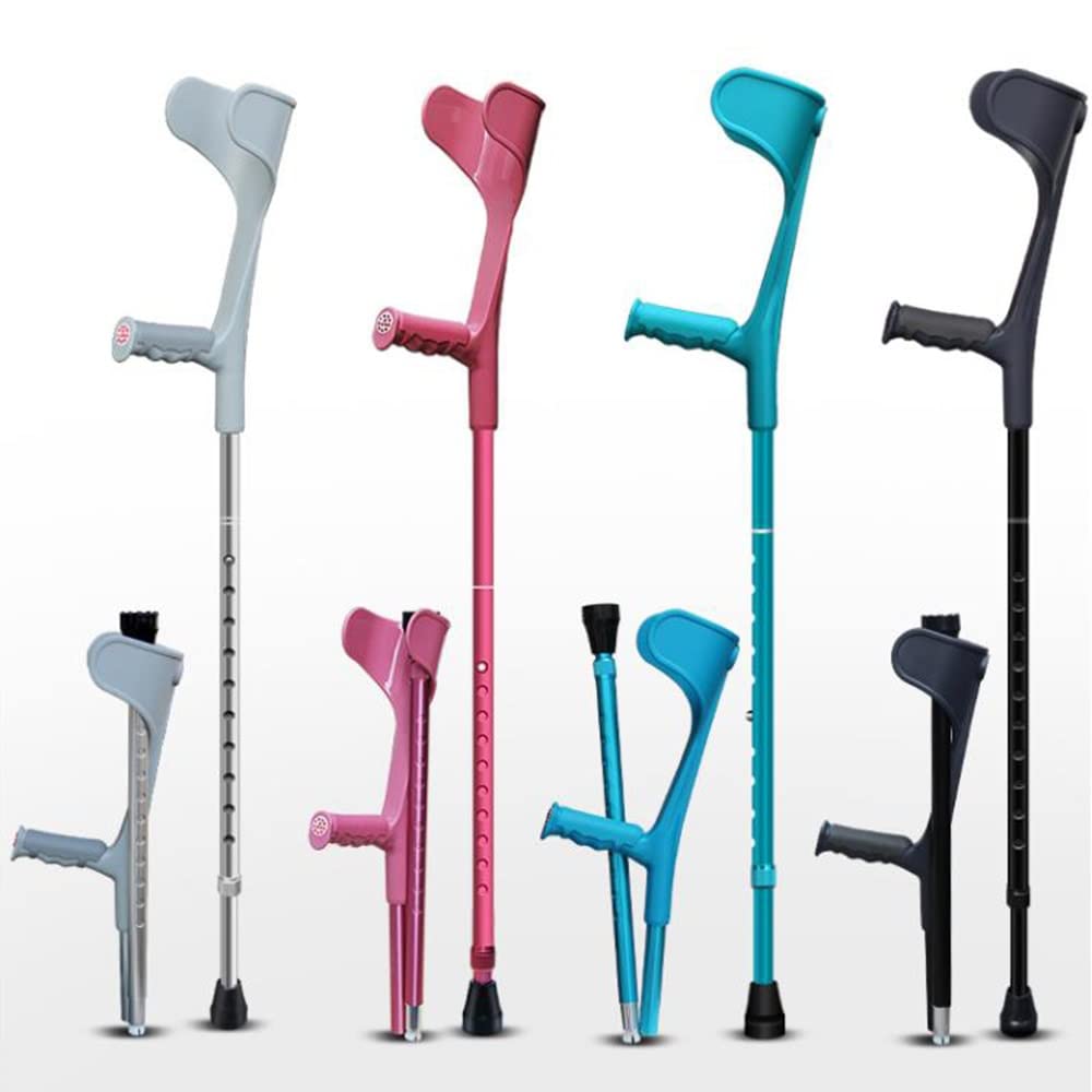 KADEUX Muletas De Antebrazo Adulto Plegable, Muletas Ortopédicas Ajustable Mango Antideslizante, Plegables Muletas Andador para Caminar, Bastón Discapacidad/Mujeres/Hombres (Color : Silver)