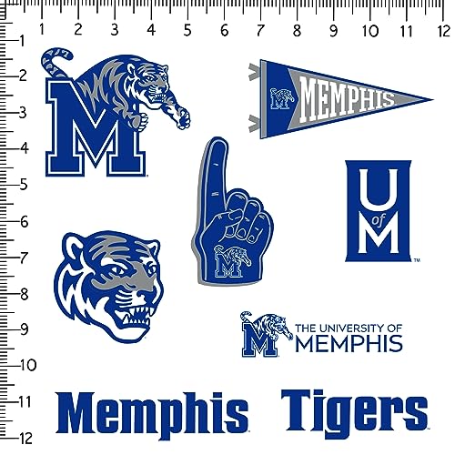 Image of University of Memphis 8ct Vinyl Large Deluxe Stickers Variety Pack - Laptop, Water Bottle, Scrapbooking, Tablet, Skateboard, Indoor /Outdoor - Set of 8