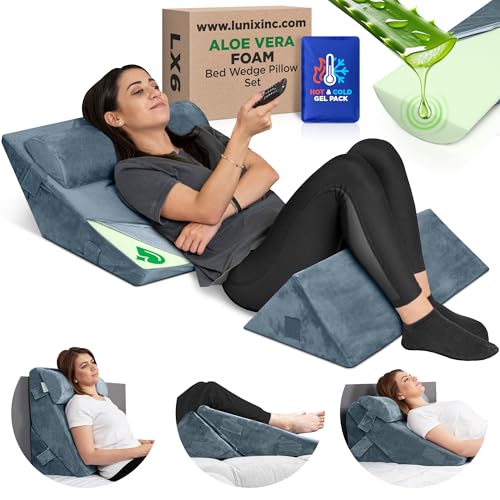 Listado de Sillon Ortopedico del mes. 44 Lunix - Juego de 3 almohadas ortopédicas para cama, espuma viscoelástica de aloe vera después de la cirugía para espalda, piernas, alivio del dolor de rodilla, almohada...