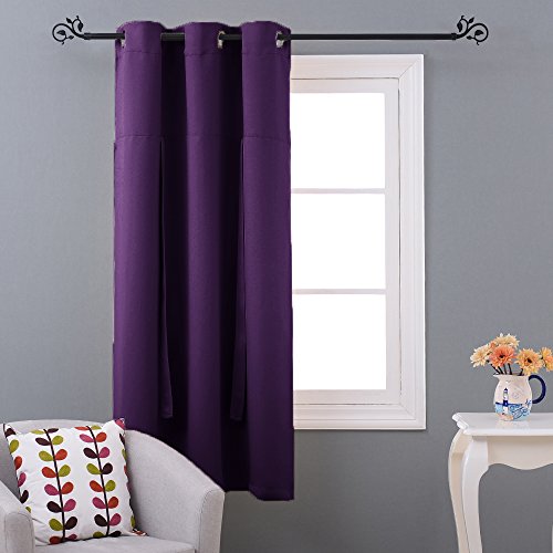 Nicetown Blackout Roman Shades For Bathroom - Kitchen Thermal Insulated Tie Up Shade Small Window Curtain For Nursery/Living Room (Eyelet Top Panel, 46 Inches W X 63 Inches L, Royal Purple) #TOP3