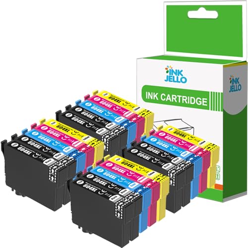 Inkjello 604XL Ink Cartridge Replacement for Epson XP-2200 XP-2205 XP-3200 XP-3205 XP-4200 XP-4205 WorkForce WF-2910DWF WF-2930DWF WF-2935DWF WF-2950DWF Black Cyan Magenta Yellow (20 pack)