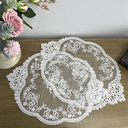 2PACK Retro French Style Lace Placemats Fashionable Floret Embroidered Lace
