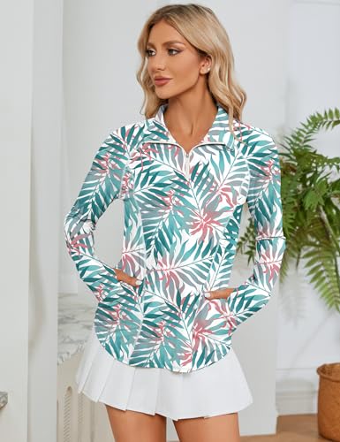 Image of LOMON Women Long Sleeve Shirts Sun Protection 1 /4 Zip Summer Quick Dry Hiking Shirts Quarter Zip Pullover for Women
