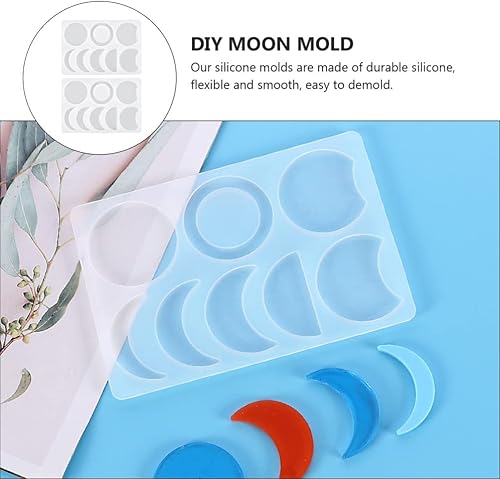 Miniatura 7 de EXCEART Fase lunar de silicona para manualidades de resina, colgante de luna creciente para fabricación de joyas hechas a mano y adornos