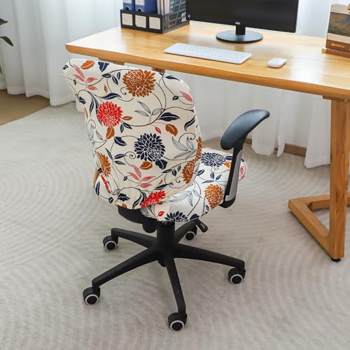 Image of FORCHEER Printed Desk Chair Cover, Stretch Office Chair Covers Two Piece for Split Office Chair Stretchable