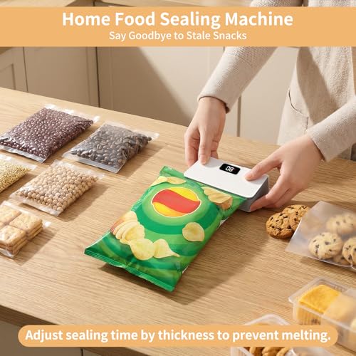 Image of Rechargeable Mini Bag Sealer,6 Adjustable Levels Portable Heat Sealer With Cutter & Magnetic For Food Storage,Sealing Machine For Chip Plastic & Mylar Bags,Kitchen Gadgets for Food Resealer& Freshness