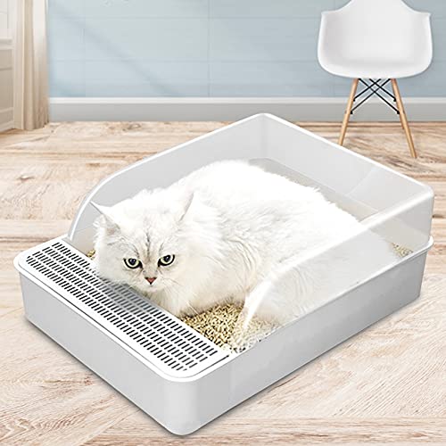 Cajas de Arena Caja de arena de gato para mascotas Semi-incluido con cubierta extraíble para salpicaduras de plástico para chapoteo inodoro con scoop gato bandejas de bastidores suministros para masco