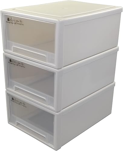 Cajón de almacenamiento apilable de plástico, cajones apilables pequeños, paquete de 3