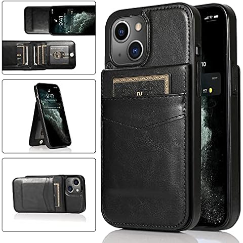 Felico Phone Case Compatible with iPhone 13, [Kickstand Feature] [Credit Card Holder] Premium PU Leather Wallet Protective Cover, Magnetic Clasp Shockproof Heavy Duty Flip Cases 6.1 Inch Black Cover