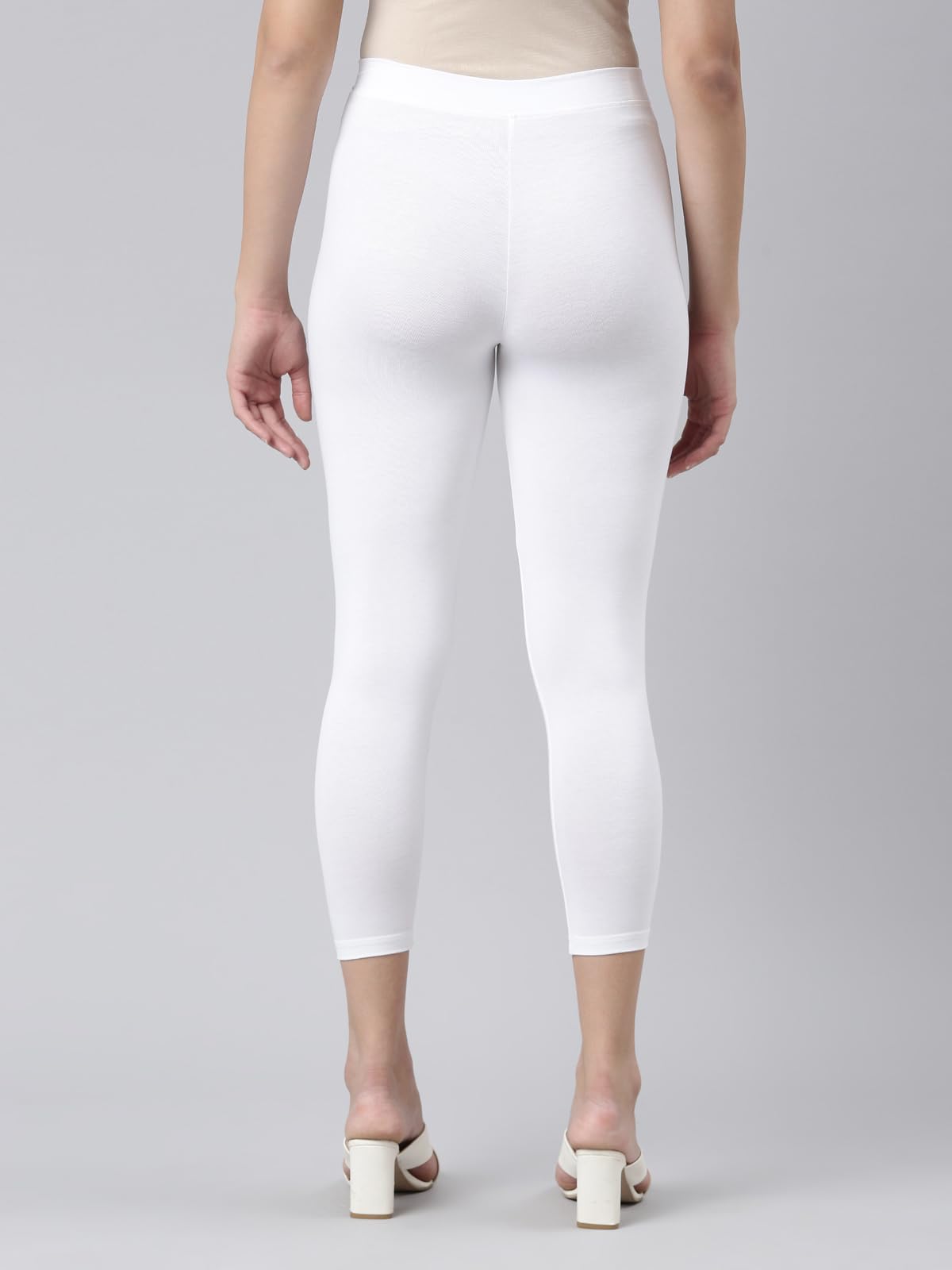 TWIN BIRDS Tailored Cut & Classic Fit White Plus Coloured Stretchable Viscose Elasthane Fabric Mid-Rise Skinny Fit High Ankle/Cropped Length Mid Rise Leggings for Women - (Large) - Image 5 thumbnail