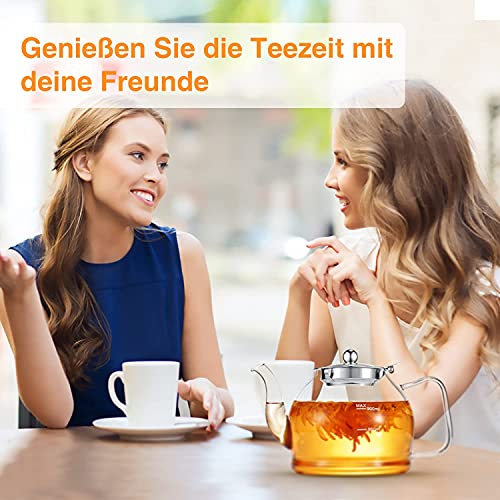 Teekanne Glas, 1200ML Teekanne mit Siebeinsatz, Borosilikatglas Teeservice, Glasteekanne, Teekanne Glas mit Siebeinsatz… - Image 7