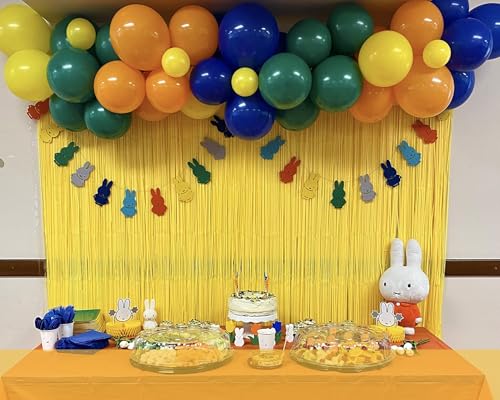 Image of 2PC Yellow Backdrop Curtain for Birthday Party Decorations, Yellow Streamers Fringe Backdrop Birthday Decorations, Foil Fringe Curtains Party Decorations