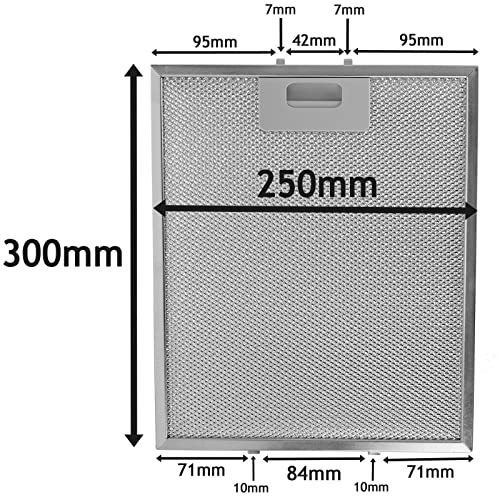 Filtros de grasa universales Spares2go de rejilla de metal 300x250mm plateado para cocina 7