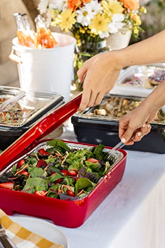 Fancy Panz Dress Up & Protect Your Foil Pan, Made In Usa, Fits Half Size Foil Pans. Foil Pan & Serving Spoon Included. Hot Or Cold Food. Stackable For Easy Travel. Bpa Free (Classic, Navy) #TOP2