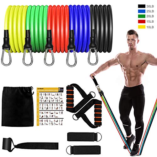 Zerhunt Widerstandsbänder-Set, Übungsbänder für Herren und Damen, tragbar, mit Türanker und Griffen für Fitness, Yoga, Pilates, schlank, Stärke [11 Stück]