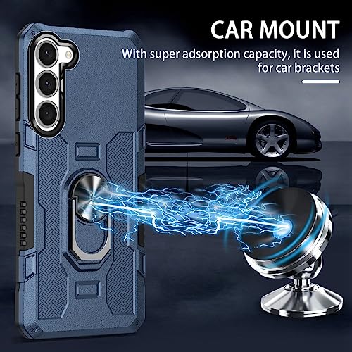Coque Samsung S23 Plus antichoc bleue avec anneau support PC rigide