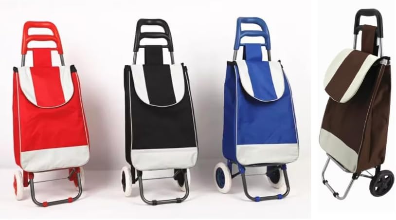 Chariot De Courses Pliable 59 Litres Vivo - Léger, 2 Roues, Sac Shopping Voyage Dépliable, Couleur Noire