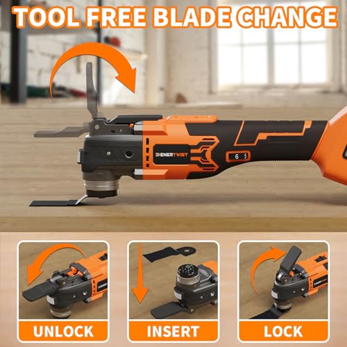 image for ENERTWIST Brushless Oscillating Tool Compatible for DEWALT Battery,6 V