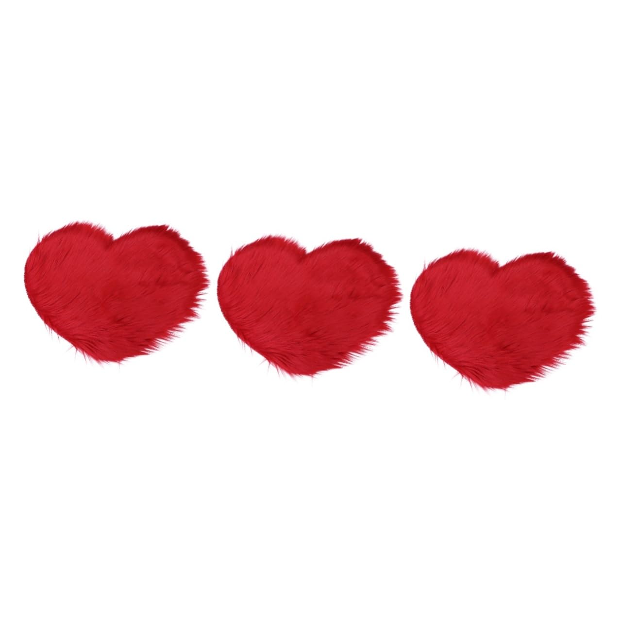 Tapis en forme de cœur doux et pelucheux : lot de 3 tapis de chevet fille