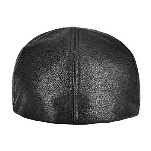 Voboom Lambskin Leather Ivy Caps Newsboy Hat 6 Panel Cabbie Beret Hat (7 1/2, Black) #TOP3