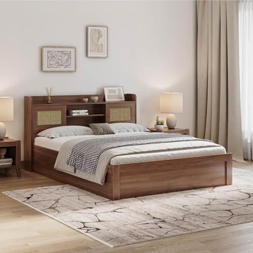 Image of Wakefit Bed | 3 Yr Warranty | Bed Queen Size, Comes with Storage Box, Noise-Free, Density: 680-750 kg /m, Termite & Borer Resistant, Fits Mattresses Up to 8 inches (Tesser 78 x 60 - Columbian Walnut)