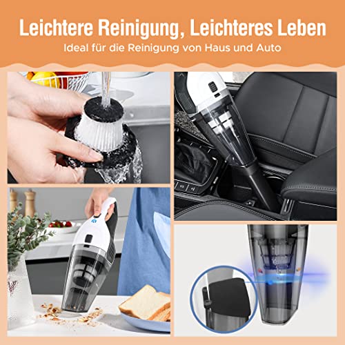 NeriMamts Handstofzuiger accu zonder zak, 2600 mAh tafelstofzuiger mini auto stofzuiger draadloze hand, dierenharen autostofzuiger voor thuis op de bank 30 min lange looptijd accuzuiger - Image 7