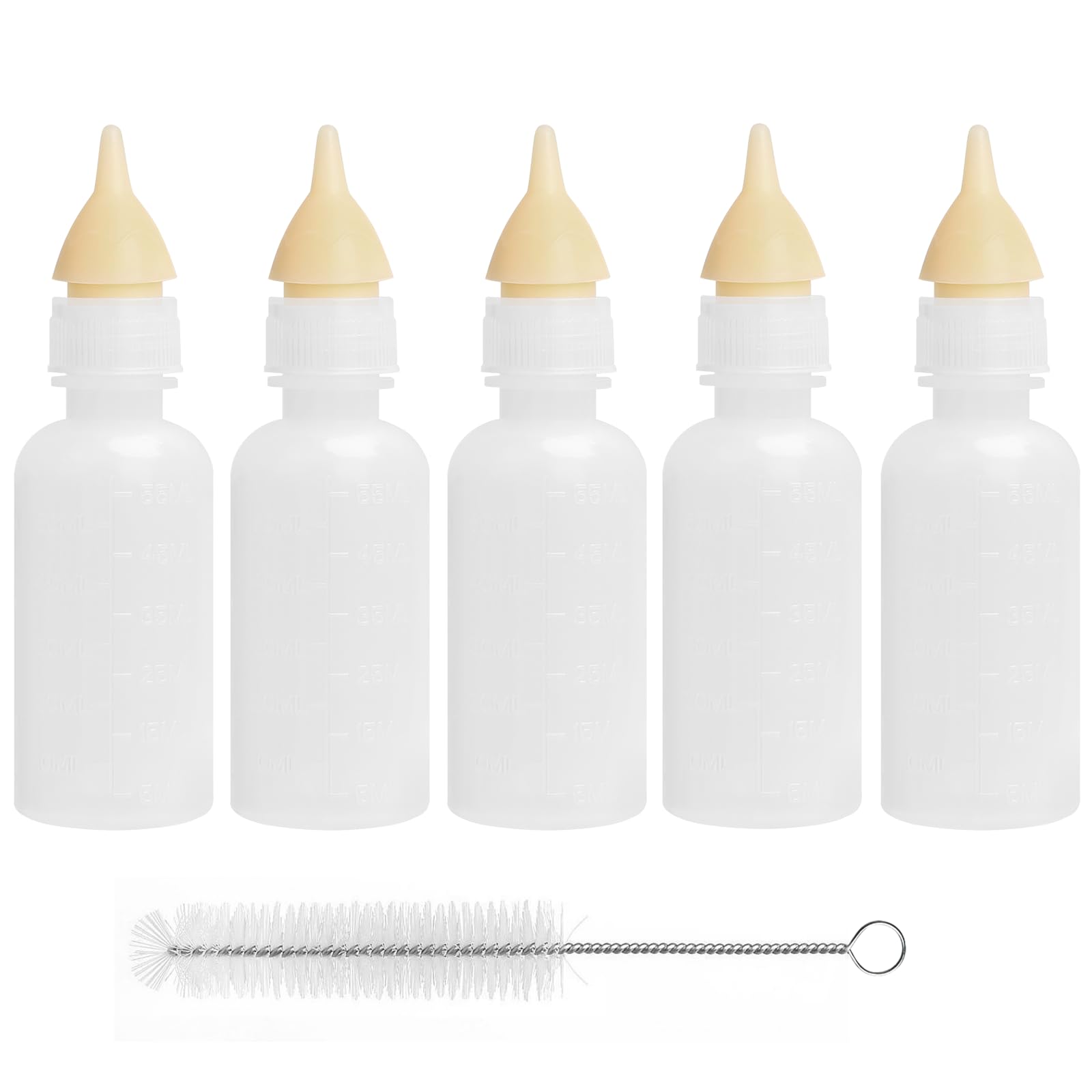 FEDIPUP Pack of 5 Pet Feeding Bottle, Reusable Nursing Bottles Kits with Silicone Nipple, Replacement Original Feeding Bottle for Newborn Kittens