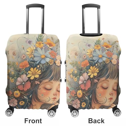 Luggage Cover Elastic Suitcase Cover Anti-Scratch Suitcase Covers Travel Floral Woman Drawing Luggage Covers Luggages Protector for Travel Adult Luggages Decorative 18-32 Inch3