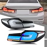 LED Tail Lights Assembly Compatible with BMW 5-Series G30 F90 M5 2017-2020 Start-up Animation Sequential Turn Signal Grey White Rear Lamps Accessory