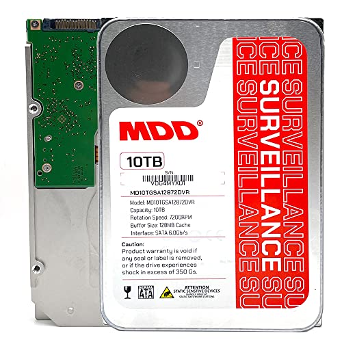 MDD 10TB 7200RPM 256MB Cache SATA 6.0Gb/s 3.5inch Internal Surveillance Hard Drive - 3 Years Warranty (Renewed)