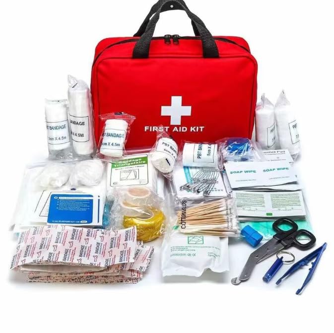 Gokemuak Erste Hilfe Set 170-teiliger Erste Hilfe Kasten First Aid Kit Reiseapotheke Tasche Verbandskasten Notfall Ausrüstung für Outdoor Zuhause Auto Arbeitsplatz Camping Rot