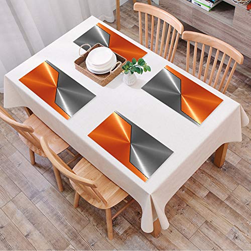 Platzsets Rutschfest, 4er Set Platzset, Abwaschbar Tischsets,Orange und Grau, 3D-Stil Maschinenstrukturbi,Hitzebeständig Platzdeckchen,Schmutzabweisend und Waschbare,Platz-Matten für Küche Speisetisch Cover