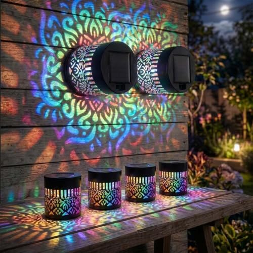 Lámpara solar Mandala para exterior pack de 2 luces metálicas impermeables para valla de jardín