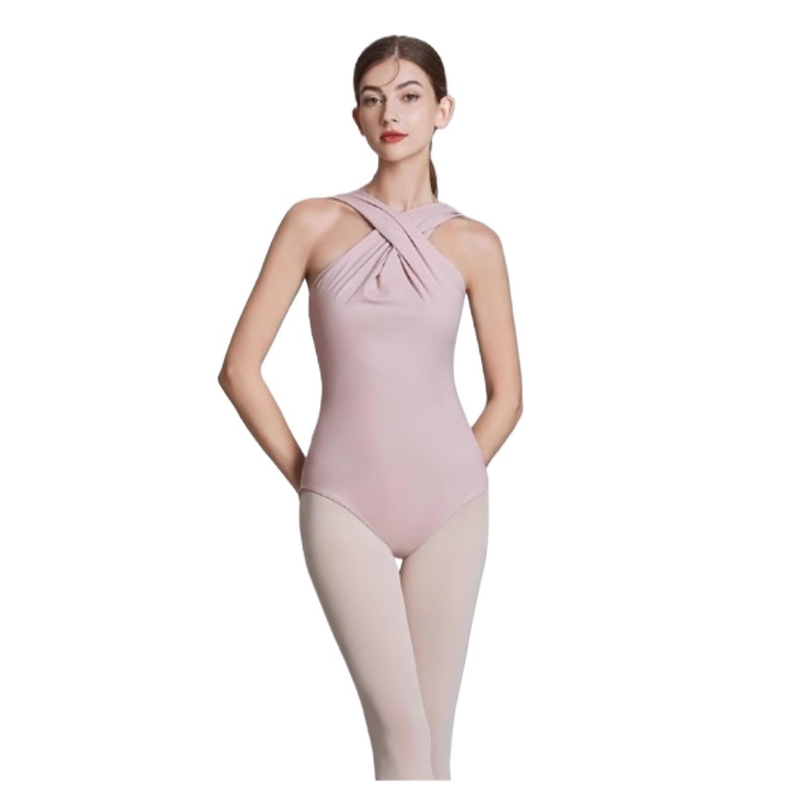 Combinaison De Ballet Justaucorps de ballet for femmes, col licou, gymnastique, col croisé, vêtements de danse sans manches, vêtements d'entraînement de yoga for femmes