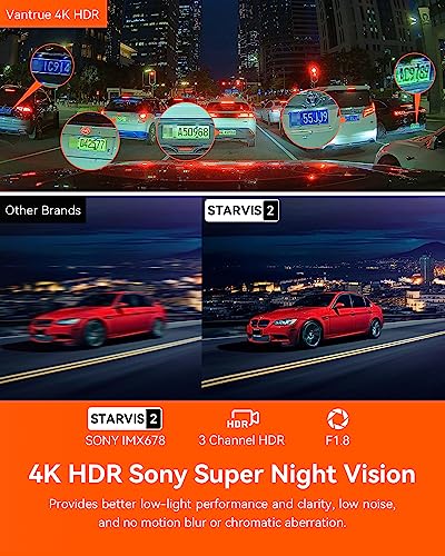 Image of Vantrue N4 Pro 3 Channel 4K WiFi Dash Cam, STARVIS 2 IMX678 x PlatePix x HDR Night Vision, 4K+1080P+1080P Front Inside and Rear Car Camera, Voice Control, GPS, 24H Parking Mode, Support 512GB Max