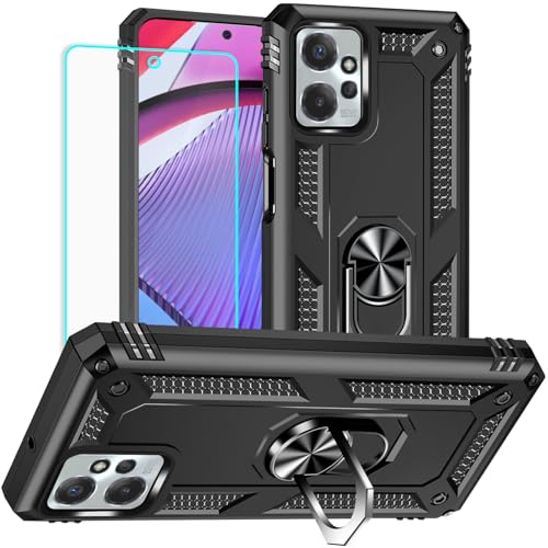 Coque Moto G Power 5G 2023抗震 avec anneau de maintien antichoc noir