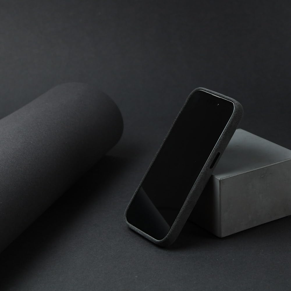 Alcantara-Hülle Kompatibel mit iPhone 15 Pro, Ultra-schlankes und rutschfestes Premium-Case, stoßfest und kabelloses Laden unterstützend (iPhone 15 Pro)